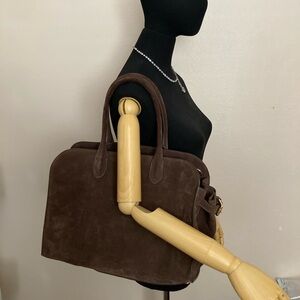 Viral Claudia Firenze Chocolate Brown Suede Row Margaux Style Bag